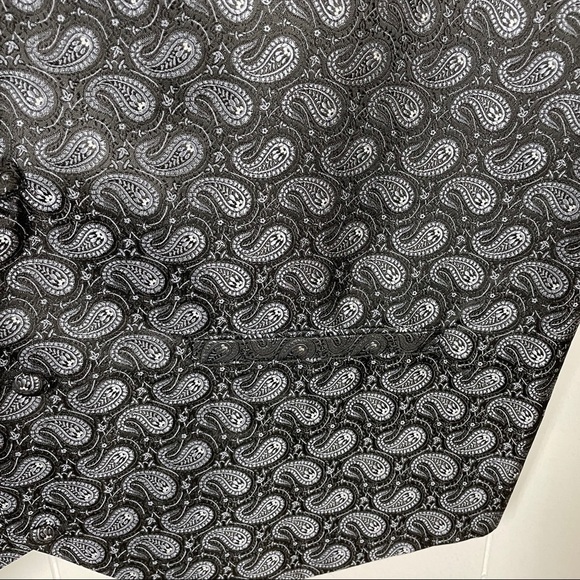 Pierre Cardin Black and Silver Paisley Print Formal Vest Large - Picture 3 of 7